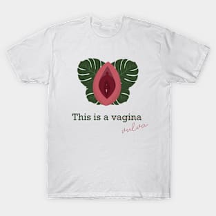 Vulva Flower Palm trees Leaves Green Pink T-Shirt